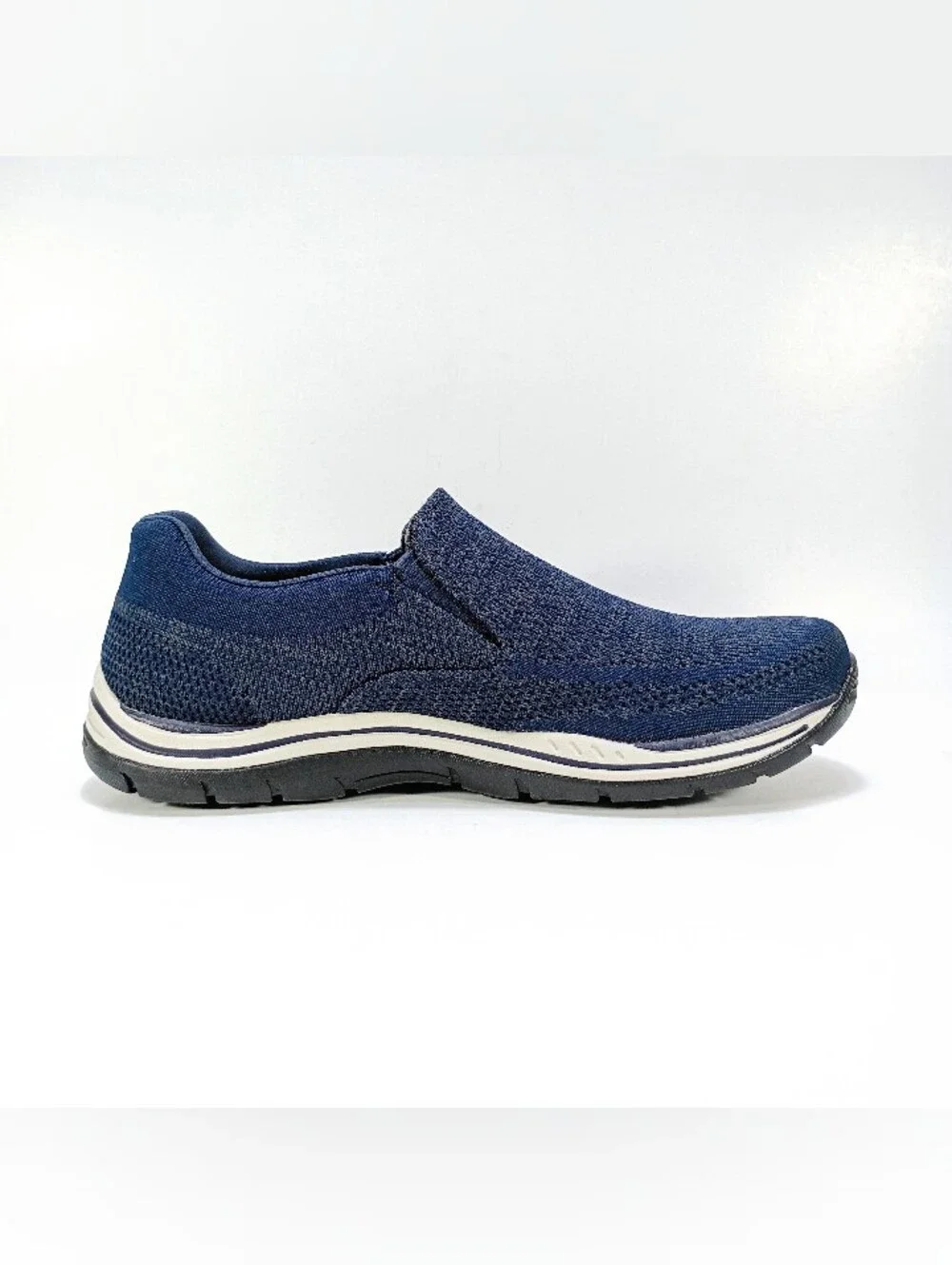 Skechers Expected Gomel Mens 9 Navy Blue Relaxed Fit Memory Foam Slip On Loafers